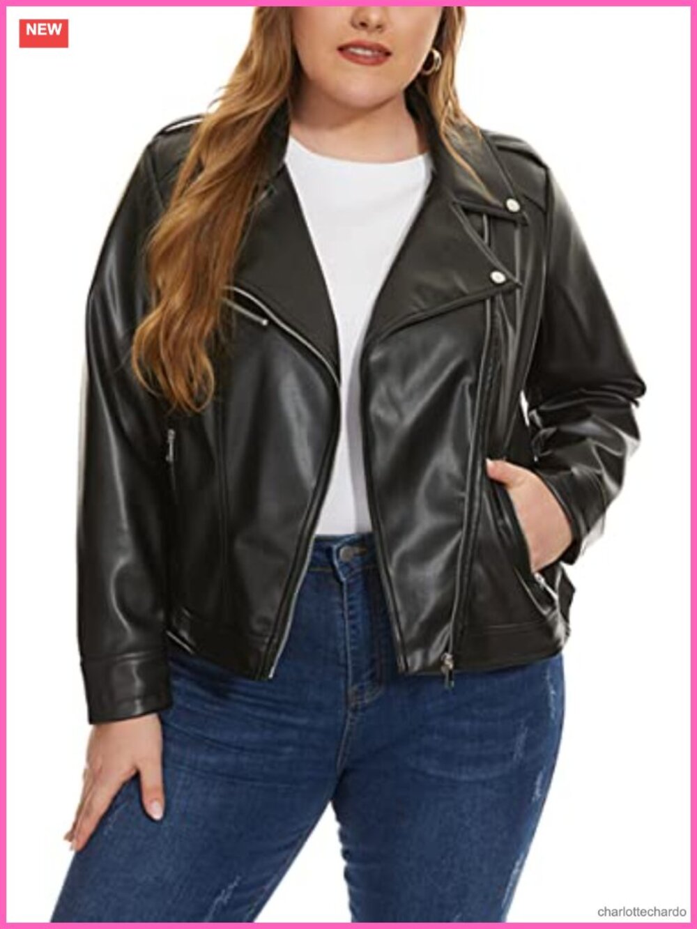Faux Leather Moto Biker Jacket Zip Up Short PU Coat